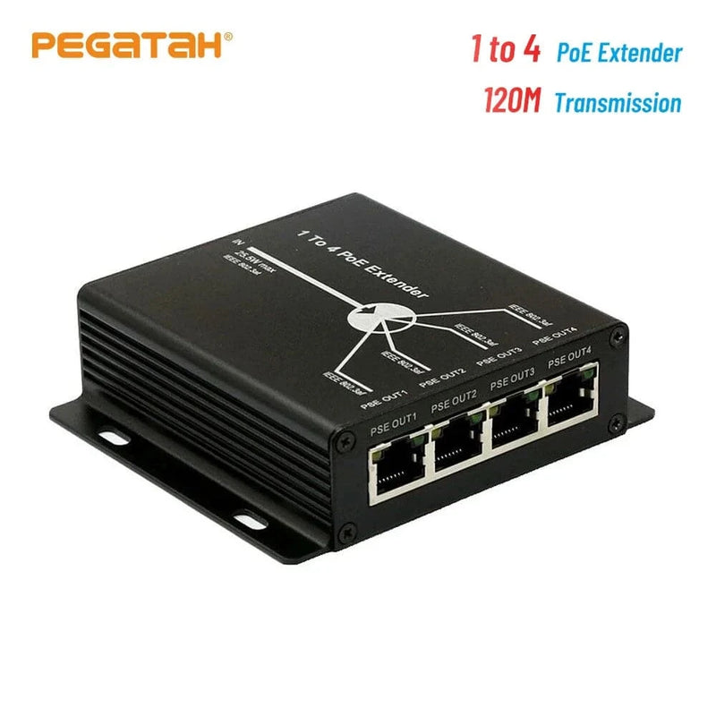 PEGATAH POE Extender 2 /4 ports for IP Camera IEEE802.3af, Extender for IP Port poe extension cable Plug-and-Play - Property & Safety Tradings