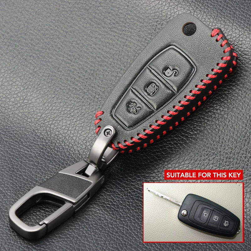 Car Styling Leather key chain ring cover case holder For Ford Focus 2 3 4 MK2 MK3 MK4 Kuga Edge Mondeo Fusion Ecosport Fiesta - PST PS Tradings