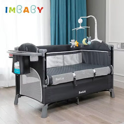 IMBABY Newborn Baby Bed Multifunctional Baby Cribs Foldable Baby Cot With Diaper Table Crib Cradle Double Decker Cribs for Baby - PST PS Tradings