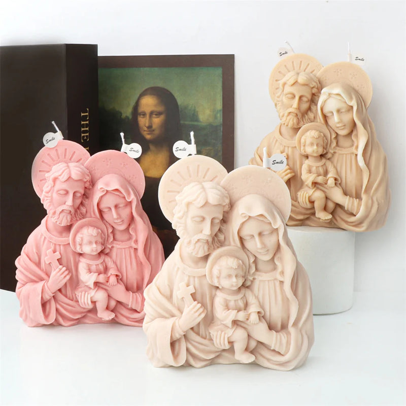 Religious Blessed Virgin Mary Candle Silicone Mold Madonna Goddess Female Deity Portrait Scented Plaster Jesus Resin Epoxy Mould - PST PS Tradings