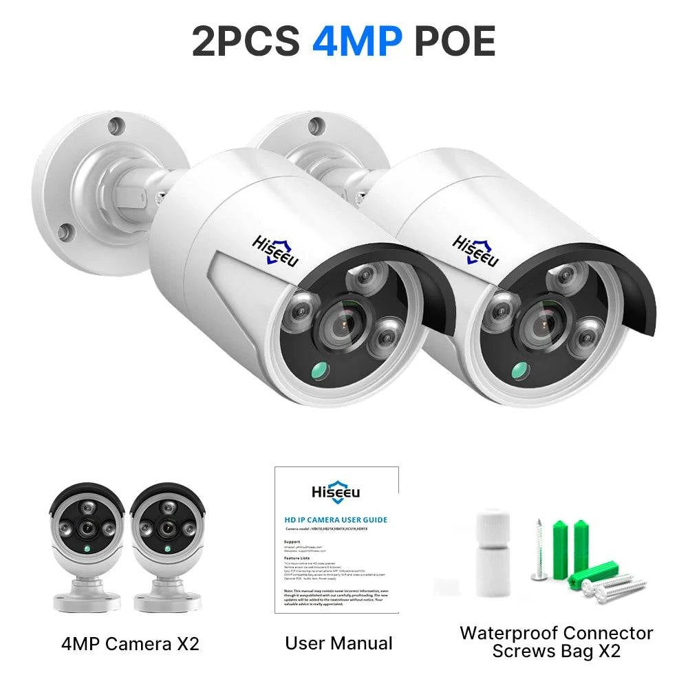 Hiseeu H.265 POE IP 4MP 5MP CCTV IP Surveillance Security Camera for Audio Record POE NVR System Waterproof Outdoor Night Vision - Property & Safety Tradings