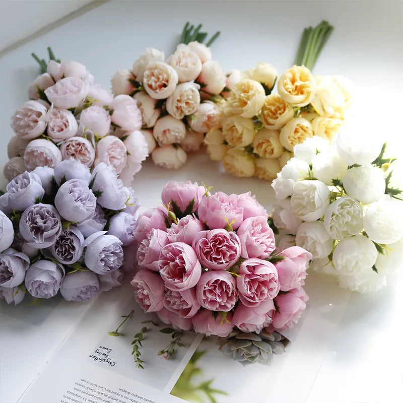 27Heads Peony Artificial Flowers for Home Vase DIY Decor Bride Rose Bouquet Fake Flower Wedding Party Centerpieces Decoration - PST PS Tradings