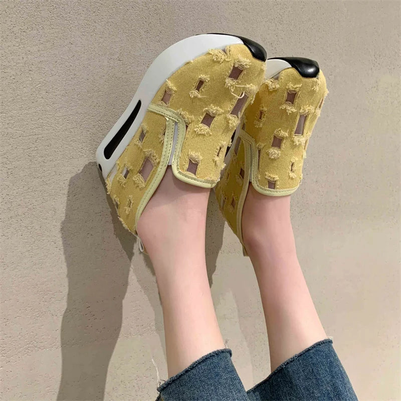 Shallow Mouth Flax Summer Shoes Ladies Tennis Female Round Toe Women's   Slip-on Casual Sneaker Flats Linen 2023 New - Property & Safety Tradings