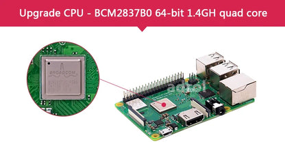 Original Raspberry Pi 3 Model B /3B+ Plus BCM2837 1.2G ,Raspberry Pi 3 B+ with 2.4G & 5G WIFI 4.2 Bluetooth and PoE