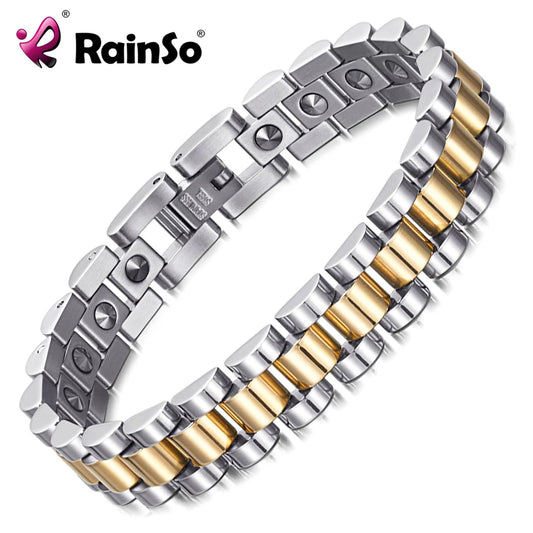 RainSo 99.999% Reinem Germanium Armband für Frauen Korea Beliebte Edelstahl Gesundheit Magnetische Germanium Energie Paar Schmuck