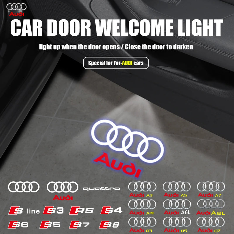 For Audi A3 8V 8P A6L A5 A7 Q3 Q5 Q7 A4 B5 B6 B7 B8 A1 RS TT S3 S6 Sline Quattro Car Door HD Welcome Light Laser Projector Lamp - PST PS Tradings