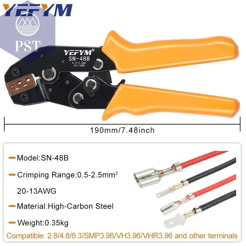 SN-48B SN-2 Wire Crimping Pliers 0.5-2.5mm2 20-13AWG for Box TAB 2.8 4.8 6.3 SM2.5 XH2.54 Terminals Sets Electrical Hand Tools       PST PS Tradings