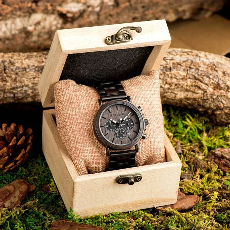 BOBO BIRD Wood Men Watch Relogio Masculino Top Brand Luxury Stylish Chronograph Military Watches Timepieces in Wooden Gift Box - Property & Safety Tradings