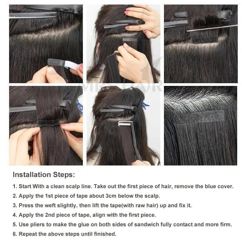 MRSHAIR Tape in Hair Extensions Human Hair Blonde Seamless Tape Hair Extensions 4x0.8cm Skin Weft PU Tape On Hair 20PCS 12"-24" - Property & Safety Tradings