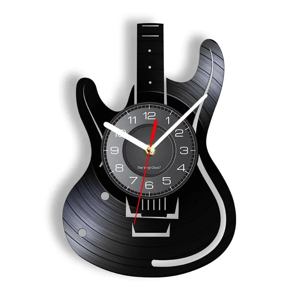 Acoustic Guitar Wall Art Wall Clock Musical Instrument Home Interior Wall Decor Vinyl Record Wall Clock Rock n Roll Musical Gift - PST PS Tradings