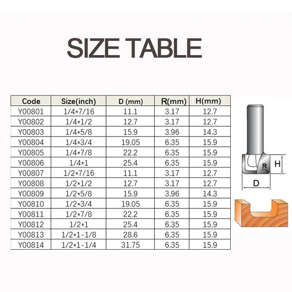 Tideway 1pc Professional Grade Double Arc Round Bottom Woodworking Milling Cutter Slotting Tool Trimming Engraving Bit CNC Tool