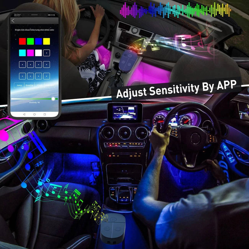 Car Ambient Light RGB Backlight Neon LED Lamp Foot Strip APP 3 Key Control Atmosphere Auto Decorative Led Interior Car Lights - PST PS Tradings