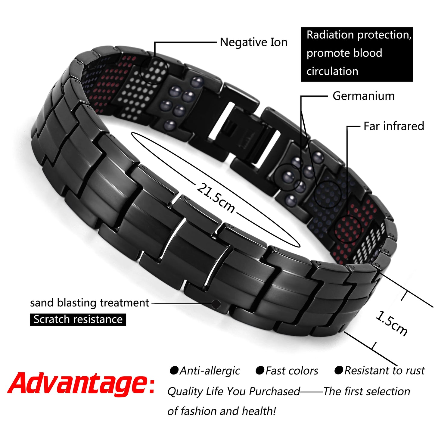 WelMag Modeschmuck Healing FIR Magnetische Armbänder Titan Bio Energie Armband Für Männer Blutdruck Zubehör Armband