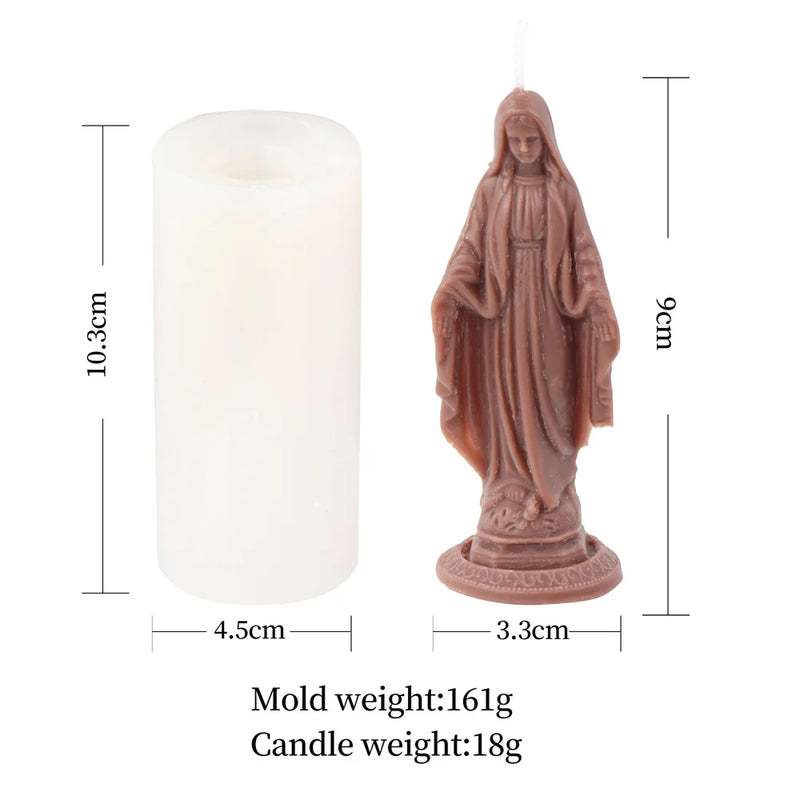 Religious Blessed Virgin Mary Candle Silicone Mold Madonna Goddess Female Deity Portrait Scented Plaster Jesus Resin Epoxy Mould - PST PS Tradings