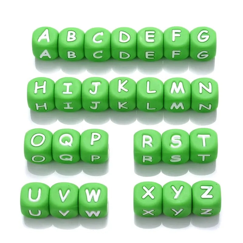 26Pcs Silicone English Letter Beads 12mm Alphabet Silicone Chewing Bead for Pacifier Clip Chain Teether Accessories BPA Free - PST PS Tradings