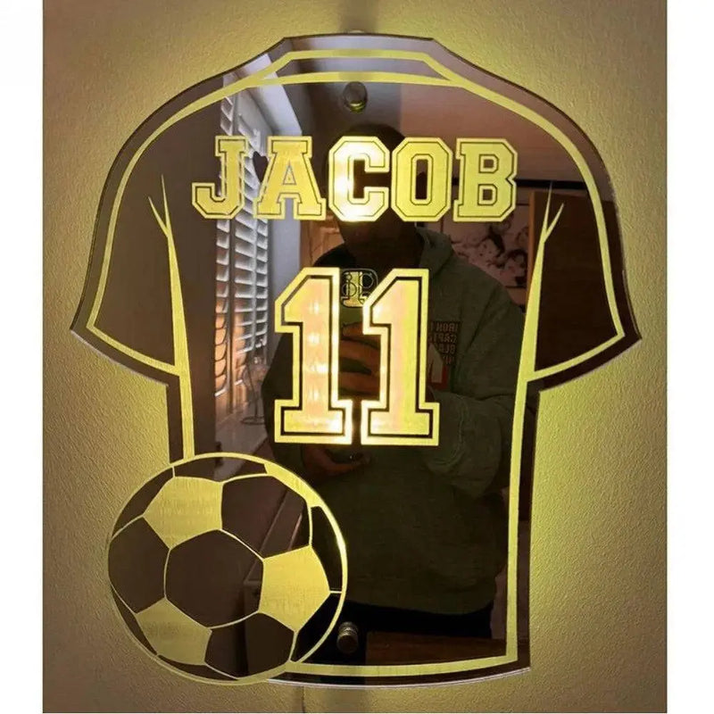 Personalized Football Jersey Mirror Light Custom Name Uniform Number LED Mirror Night Light Room Decoration Christmas Gifts - Property & Safety Tradings