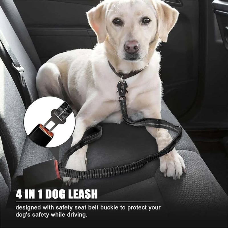 Reflective Shock Absorbing Pet Leashes with Car Seatbelt for Large Dogs Heavy Duty Tactical Bungee Dog Leash No Pull Dog Leash - PST PS Tradings