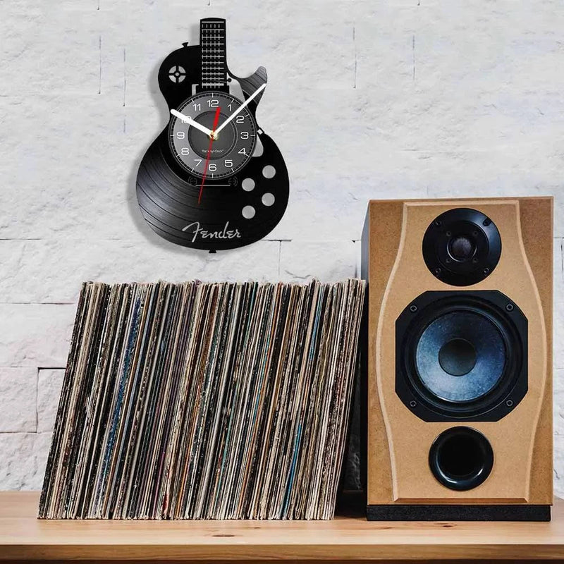 Acoustic Guitar Wall Art Wall Clock Musical Instrument Home Interior Wall Decor Vinyl Record Wall Clock Rock n Roll Musical Gift - PST PS Tradings