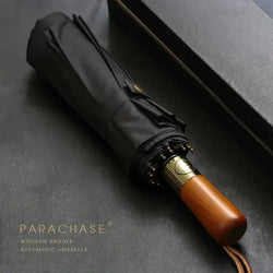 PARACHASE Big Umbrella Men Business Style 115cm Automatic Umbrella Rain Double Layer 10K Windproof Large Golf Umbrellas Wooden - Property & Safety Tradings