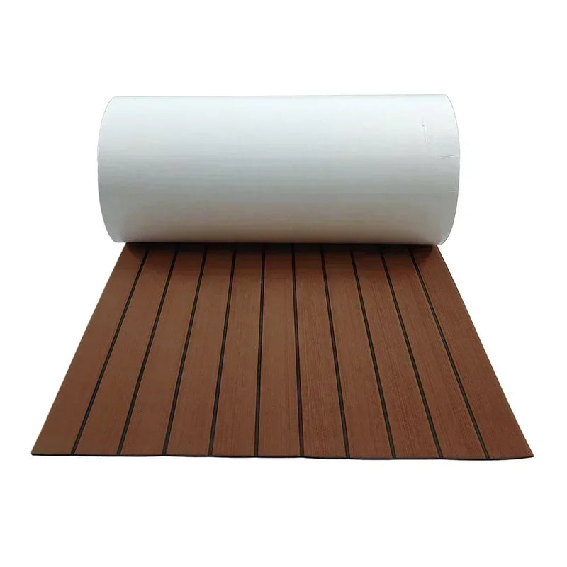 580x2400x5mm EVA Foam Faux Teak Boat Decking Mat Brown Deck Sheet Yacht Flooring Anti Skid Mat Self Adhesive Vehicle Pad