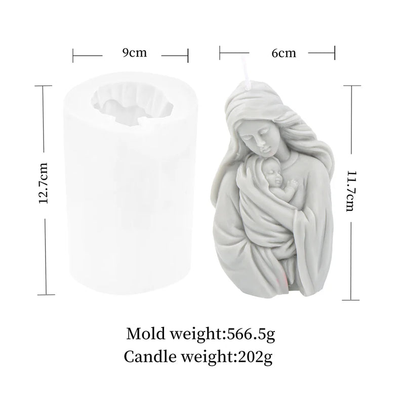 Religious Blessed Virgin Mary Candle Silicone Mold Madonna Goddess Female Deity Portrait Scented Plaster Jesus Resin Epoxy Mould - PST PS Tradings