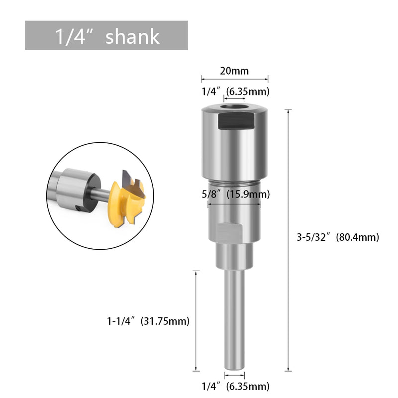 LAVIE 1 pc 1/4" 8mm 12mm 1/2" Shank Router Bit Extension Rod Collet Engraving Machine Extension Milling Cutter For Wood MC04003