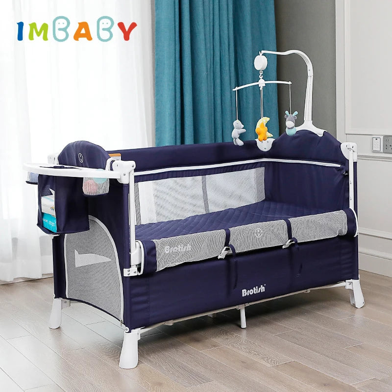 IMBABY Newborn Baby Bed Multifunctional Baby Cribs Foldable Baby Cot With Diaper Table Crib Cradle Double Decker Cribs for Baby - PST PS Tradings