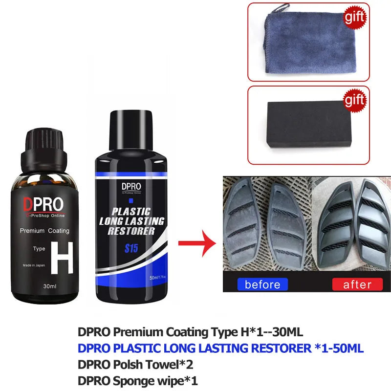 Dpro 9H Ceramic Car Coating Liquid Glass Waterproof Nano Ceramics Paint Care Anti-scratch Hydrophobic Car Detailing Polish Kit - Property & Safety Tradings