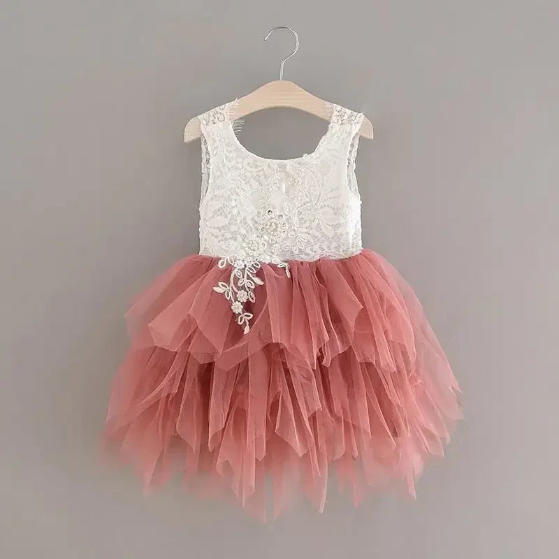 Summer Lace Girls Dress Gauze Kids Princess Dresses for Girl Vest Dress Party Dress Baby Clothes E16900 - PST PS Tradings