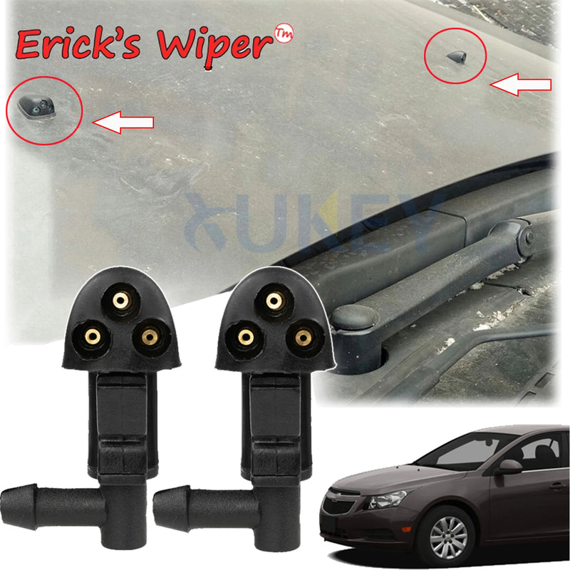 Erick's Wiper 2Pcs Front Windshield Wiper Washer Jet Nozzle For Chevrolet Cruze MK1 2008 - 2016 OE#94556605