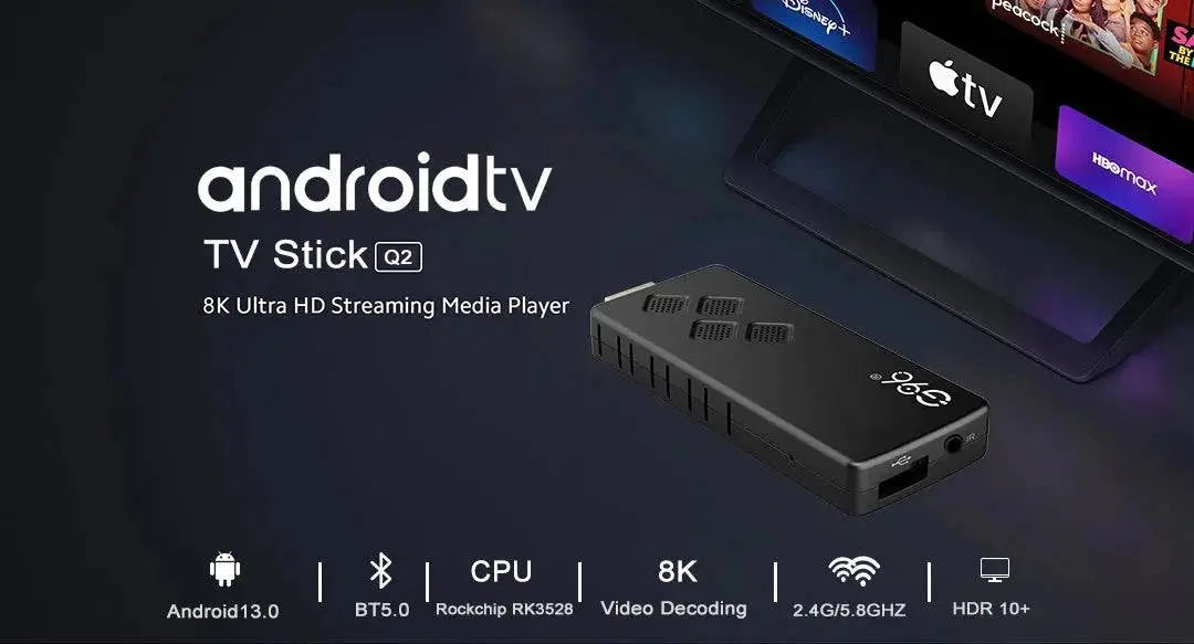 Q2 Smart TV Stick Android 13.0 AllwinnerH313 2GB RAM 16GB 4K H.265 2.4G&5.8G Wifi Smart TV Box 2GB 8GB Streaming Media Player - Property & Safety Tradings