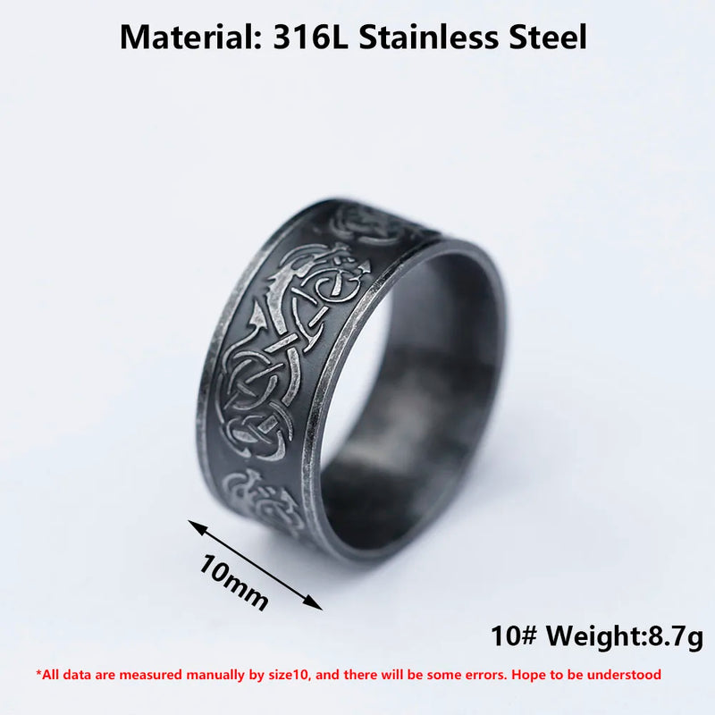 2023 NEW Wholesale 316L Stainless steel Odin Norse Viking Amulet dragon Men Ring Fashion Jewelry for Gift free shipping - PST PS Tradings