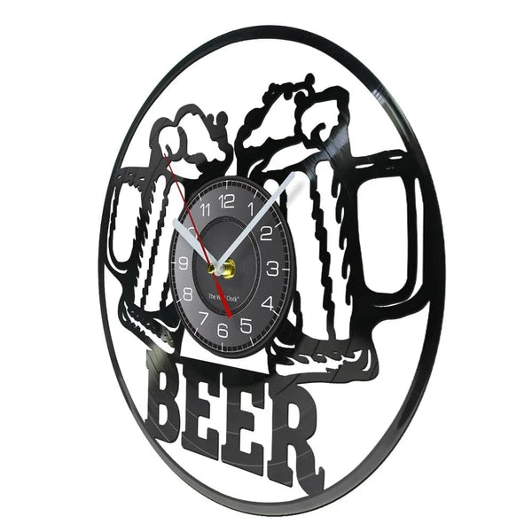 Beer Bar Wall Decor Modern Clock Drinking Hour Pub Vinyl Record Wall Clock Wall Watch Beer Club Decor - PST PS Tradings