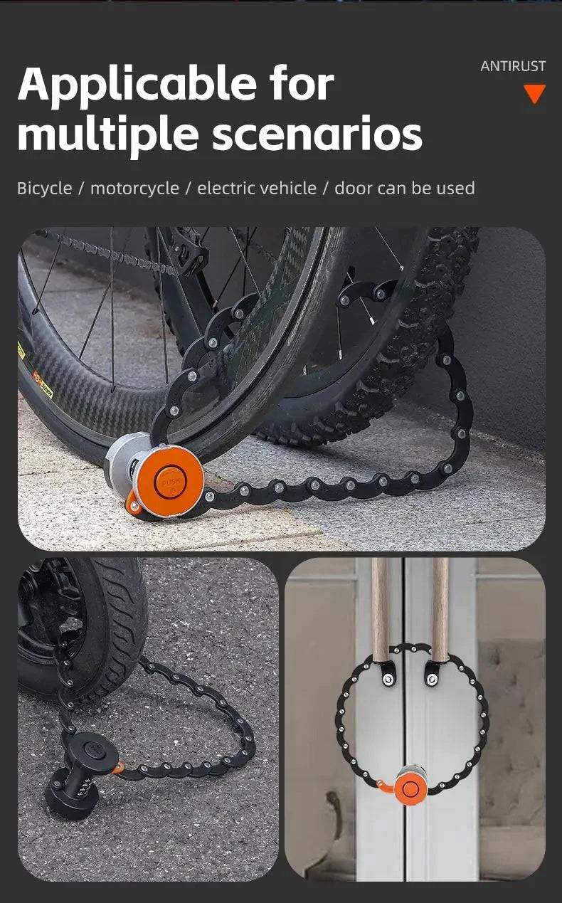 WEST BIKING Foldable Bicycle Lock MTB Road Bike Hamburg Lock High Security Anti-Theft Electric Scooter E-Bike Cycling Chain Lock - Property & Safety Tradings