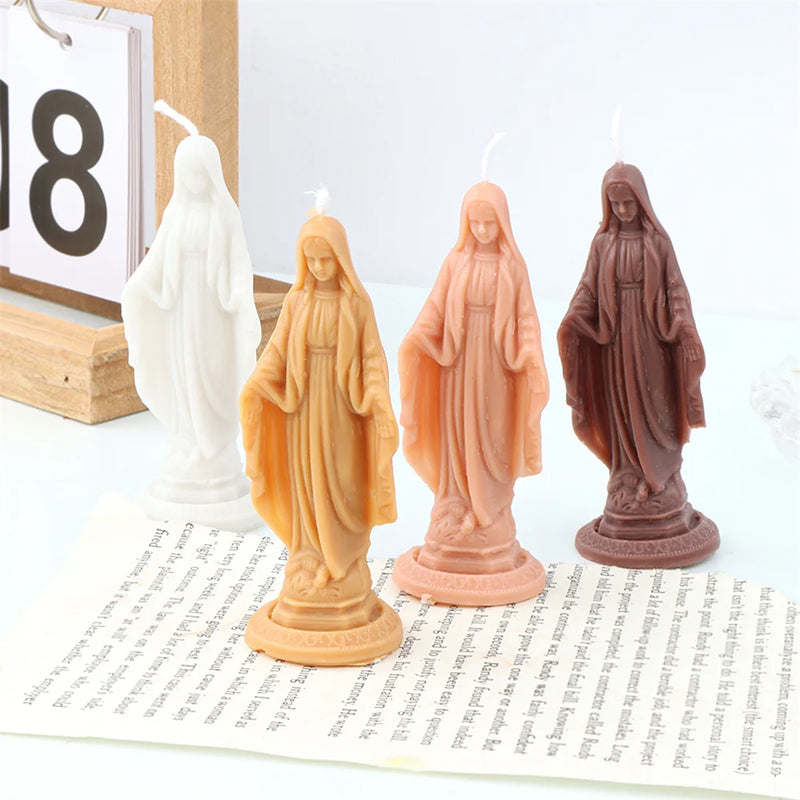 Religious Blessed Virgin Mary Candle Silicone Mold Madonna Goddess Female Deity Portrait Scented Plaster Jesus Resin Epoxy Mould - PST PS Tradings