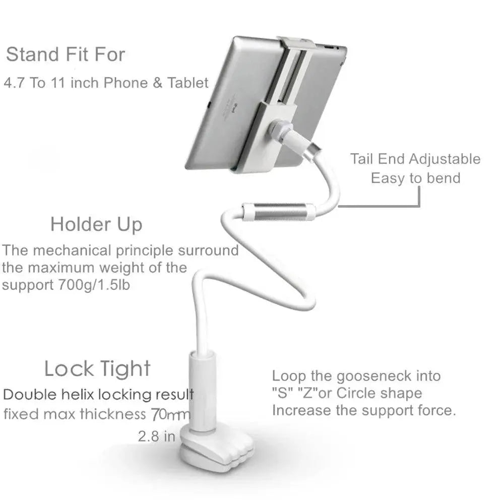 Flexible Long Arm Tablet Stand Holder for Bed Desk 5-11’’ Phone Tablet Support for Xiaomi Huawei Samsung Teclast IPad Tab Stand - Property & Safety Tradings