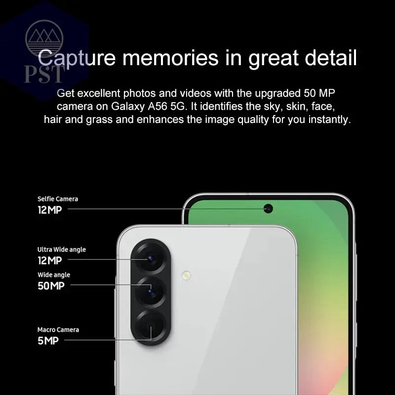 Samsung Galaxy A56 5G Smartphone 6,7 Zoll Super AMOLED Display 120Hz Bildwiederholrate 50MP Rückkamera 5000Mah Akku PST PS Tradings  PST PS Tradings  PST PS Tradings
