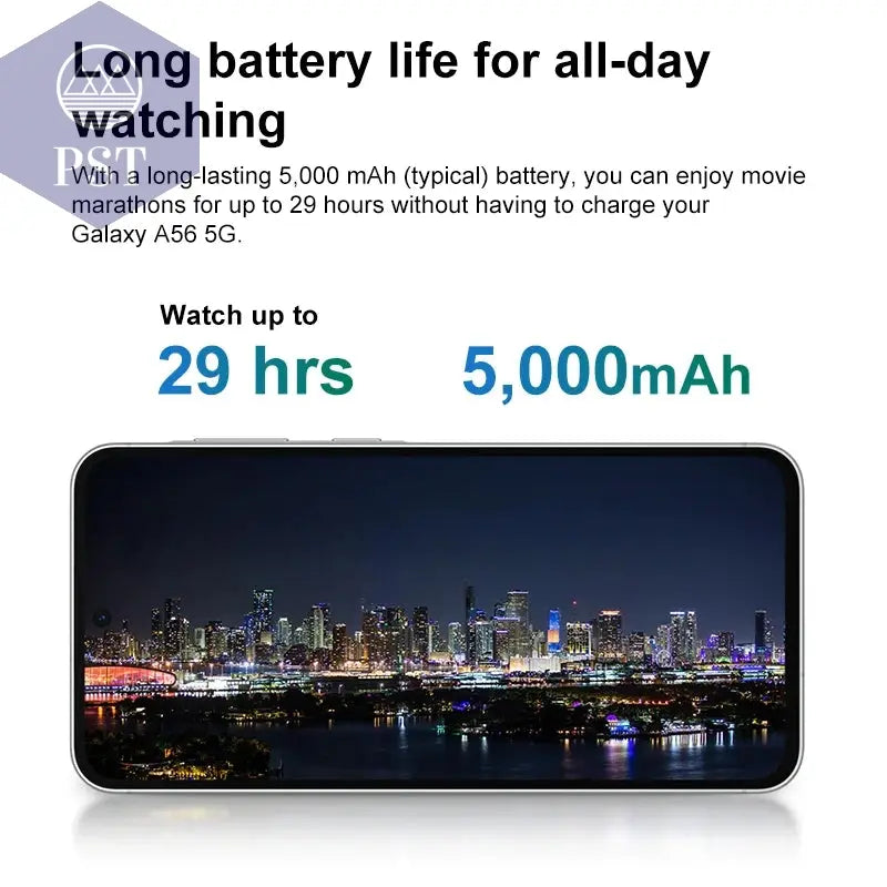 Samsung Galaxy A56 5G Smartphone 6,7 Zoll Super AMOLED Display 120Hz Bildwiederholrate 50MP Rückkamera 5000Mah Akku PST PS Tradings  PST PS Tradings  PST PS Tradings