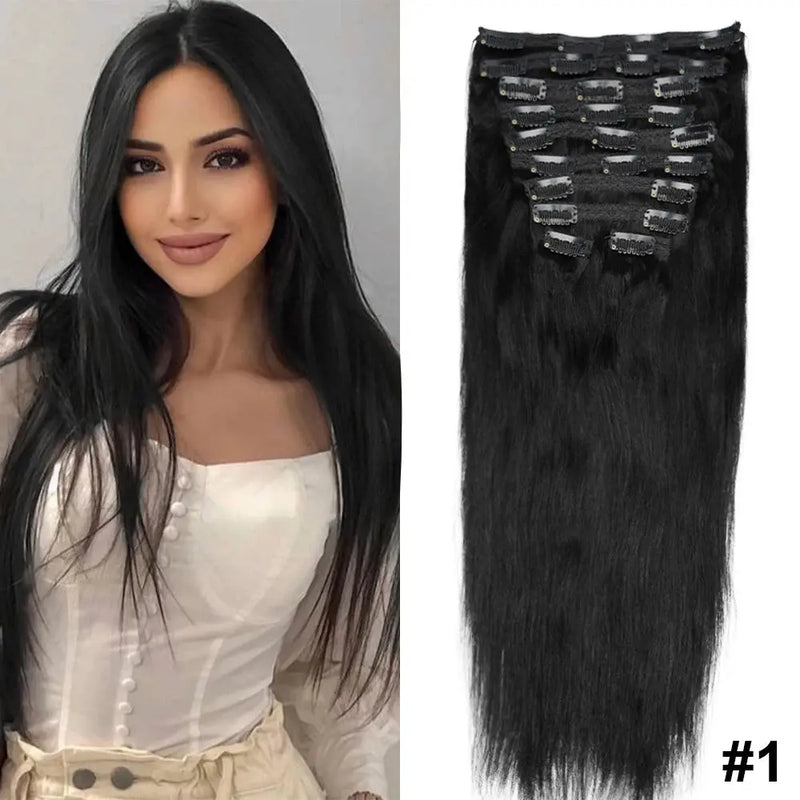 Doreen 160G 200G 240G Volume Series Brazilian Machine Remy Straight Clip In Human Hair Extensions  Full Head 10Pcs 16 to 24 Inch - Property & Safety Tradings