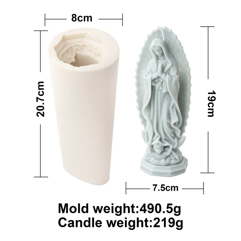 Religious Blessed Virgin Mary Candle Silicone Mold Madonna Goddess Female Deity Portrait Scented Plaster Jesus Resin Epoxy Mould - PST PS Tradings