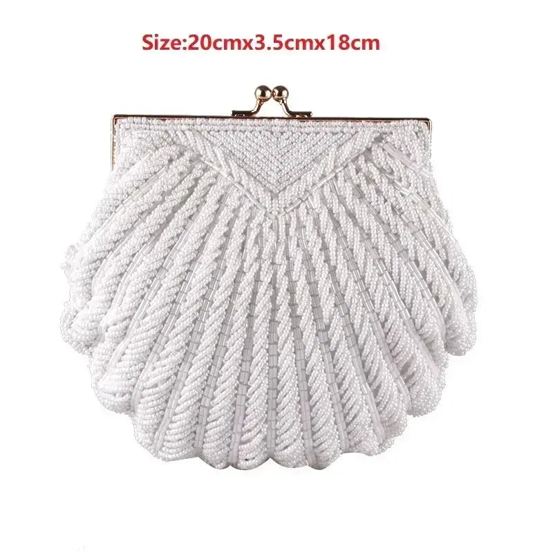 Evening Bags Women Clutch Evening Clutch Bags Wedding Bridal Handbag Pearl Beaded Fashion Shell Chain Party Bags LI-383 - Property & Safety Tradings