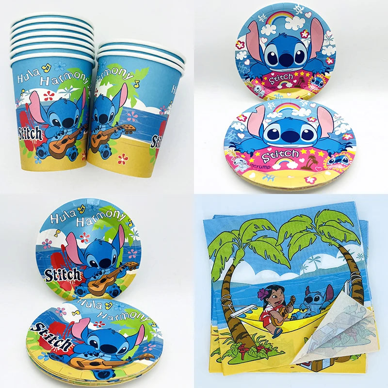 Stitch Decoration Birthday Lilo and Stitch Balloons Noise Maker Disposable Tableware Tablecloth Cups Plates Napkins Party Kit - PST PS Tradings