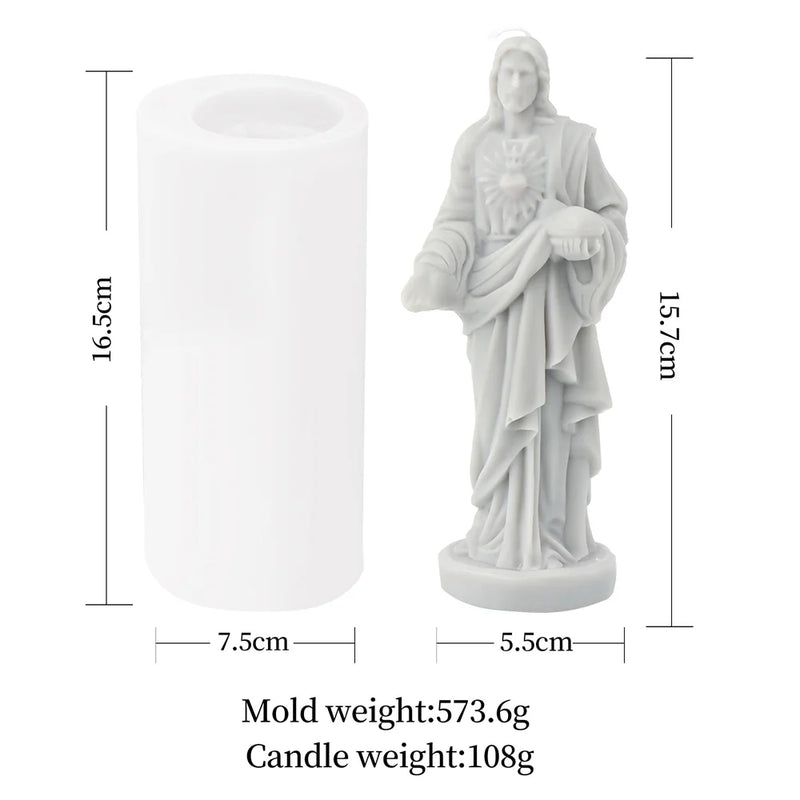 Religious Blessed Virgin Mary Candle Silicone Mold Madonna Goddess Female Deity Portrait Scented Plaster Jesus Resin Epoxy Mould - PST PS Tradings