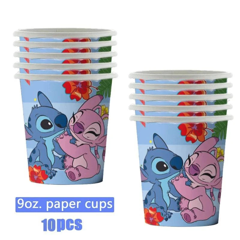 Stitch Decoration Birthday Lilo and Stitch Balloons Noise Maker Disposable Tableware Tablecloth Cups Plates Napkins Party Kit - Property & Safety Tradings