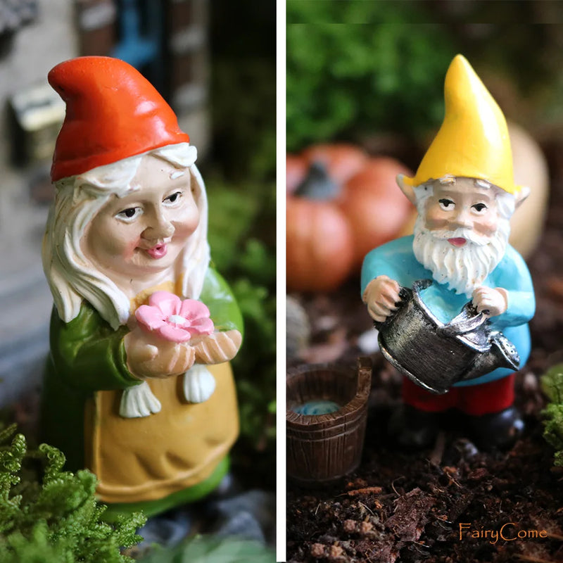 Miniature Fairy Garden Gnomes Figurines Set Resin Animals Mini Small Funny Dwarf Decorations Statues Ornaments Collection Indoor - PST PS Tradings