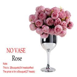 27Heads Peony Artificial Flowers for Home Vase DIY Decor Bride Rose Bouquet Fake Flower Wedding Party Centerpieces Decoration - PST PS Tradings