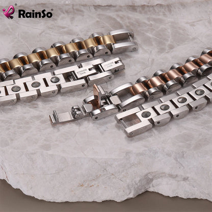 RainSo 99.999% Reinem Germanium Armband für Frauen Korea Beliebte Edelstahl Gesundheit Magnetische Germanium Energie Paar Schmuck