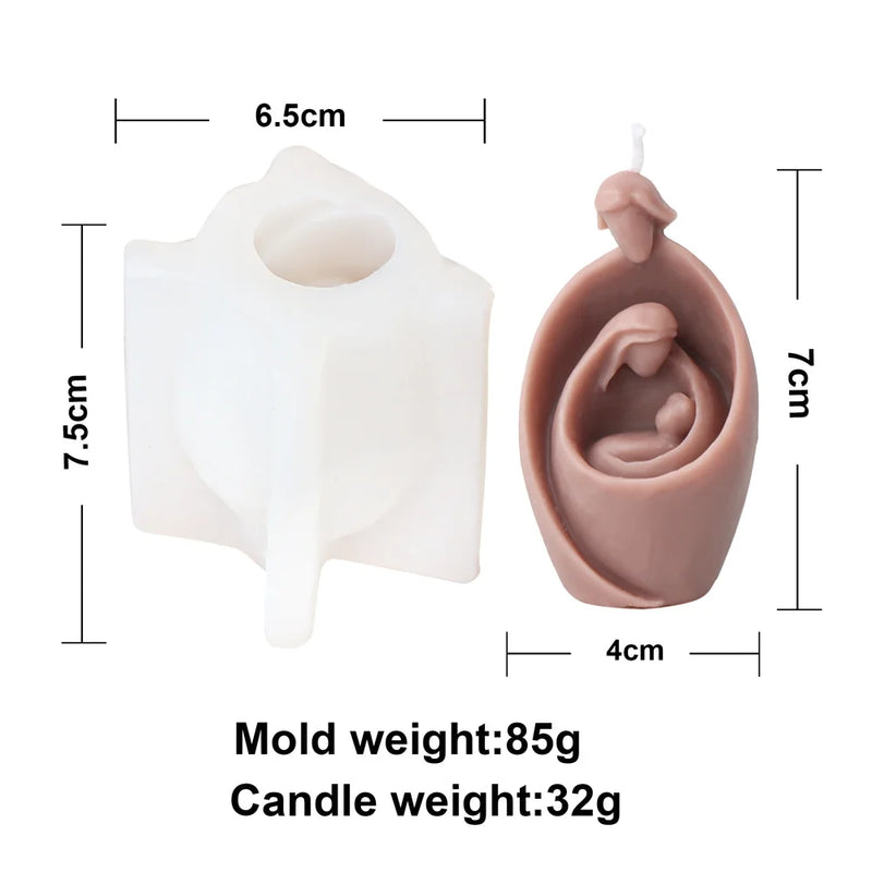 Religious Blessed Virgin Mary Candle Silicone Mold Madonna Goddess Female Deity Portrait Scented Plaster Jesus Resin Epoxy Mould - PST PS Tradings