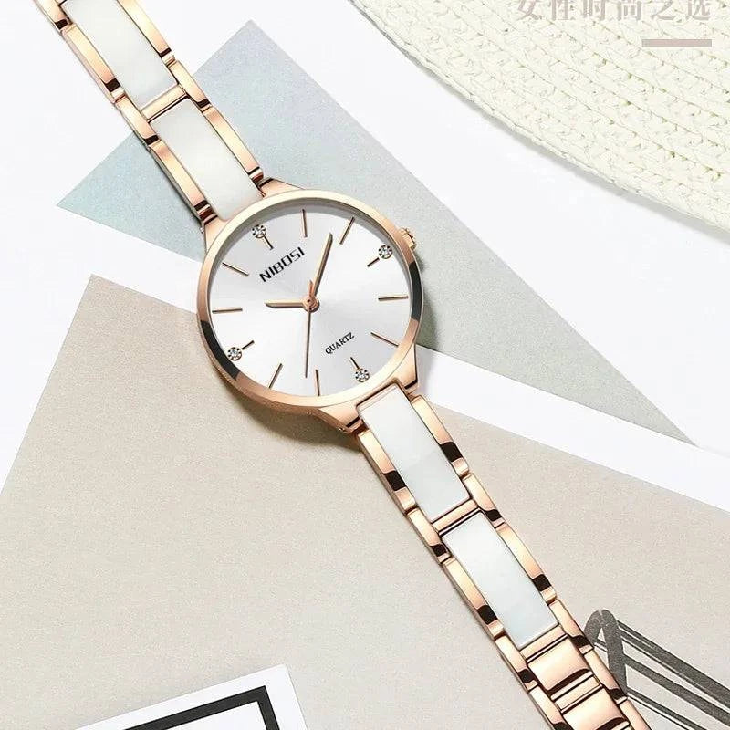 NIBOSI Women Wrist Watch Ceramic Bracelet Watches Ladies Creative Watch For Women Female Clock Relogio Feminino Montre Femme - Property & Safety Tradings