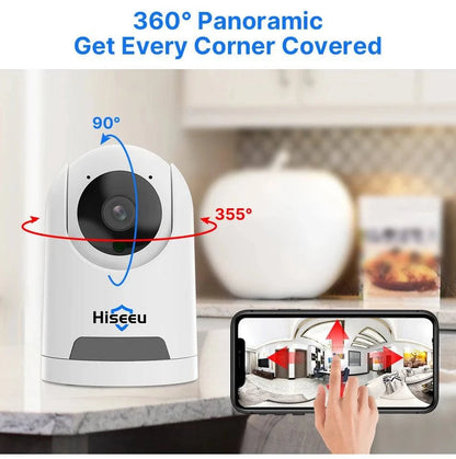 Hiseeu 2K 4MP PTZ IP Camera WIFI Wireless Smart Home Security Surveillance Camera Two-way Audio Indoor Baby Pet Monitor Camera - Property & Safety Tradings